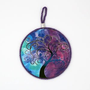 Home Decor Accessories Nz: Ceramic Trivet with Rope Hanger-Purple
