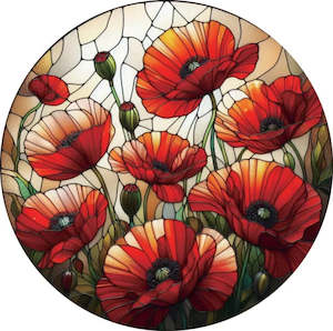 Poppies Stained Glass Hanger