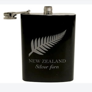 Kiwiana Hip Flask-Silver Fern 8oz