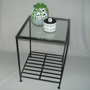 Glass Top Side Table With Shelf
