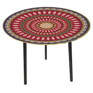 Coaster Side Table Nz: Glass Top Side Table-Morrocan