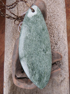 Products: Toaroha River Frosted Jade Broad Roimata Pendant Woven Stone Jade