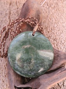 Large Hokitika River Jade Disc Pendant Woven Stone Jade