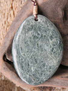 Products: Hokitika Grey Jade Pebble-Form Pendant Woven Stone Jade