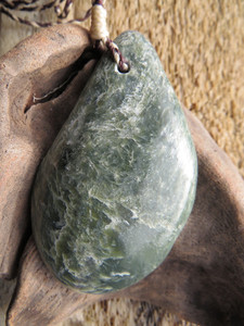 Products: Grey Jade Pebble-Form Drop Pendant Woven Stone Jade