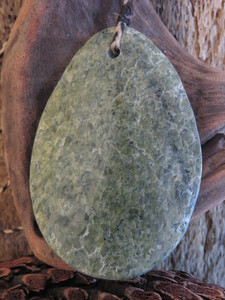 Botryoidal Jade Pebble-Form Drop Pendant Woven Stone Jade