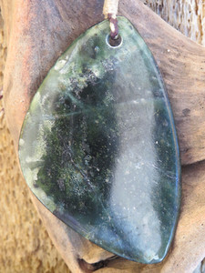 Products: Poison Bay Tangiwai Large Shield-Form Pendant Woven Stone Jade