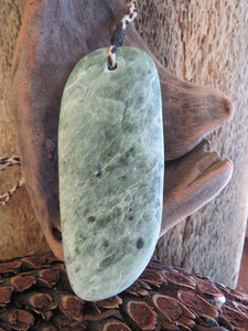 Products: Kokatahi River Flower Jade Freeform Drop Pendant Woven Stone Jade
