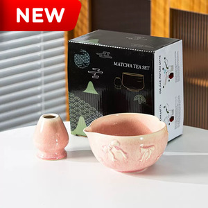 Matcha Bowl: Blush Bow Matcha Set 5 Pieces