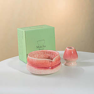 Matcha Bowl: Kiln Fired Pink Matcha Set 2 Pieces