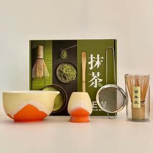 Orange & Yellow Ocean Wave Matcha Set 5 Pieces