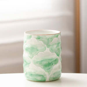 Tableware 1: Hand-Painted Peony Glass 200ml (Green)