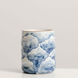 Hand-Painted Peony Glass 200ml (Blue)