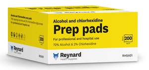 Our: Reynard Alcohol 70% and Chlorhexidine 2% Prep Pads - Box 200
