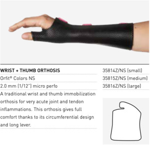 WRIST + THUMB SPLINT Orfit Colours Precut - 2 piece pack