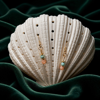 Jewellery Sets: Crackled glass and Amazonite Pendant and earring Gold