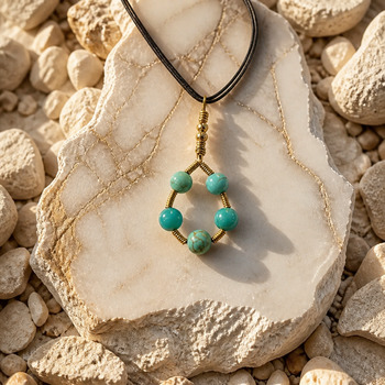 Brass Turquiose and adventurine Pendant