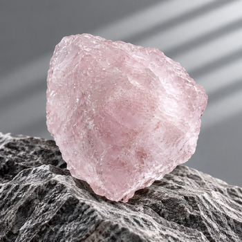 Raw Rose Quartz on white led  light