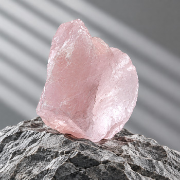 Raw Rose Quartz with white led light