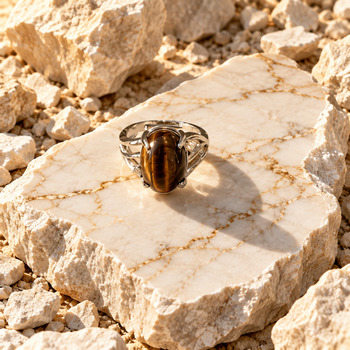 Tigers eye adjustable silver