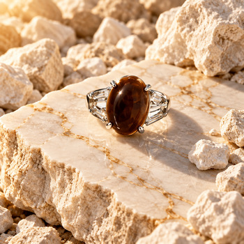 Rings: Tigers eye Adjustable Silver