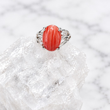 Pink Dyed Agate Silver Adjustable Ring