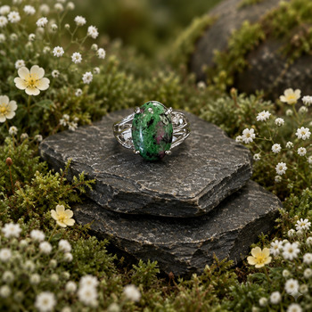 Ruby Zoisite Silver Adjustable Ring