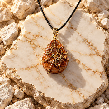 Orange Jasper Gold Pendant
