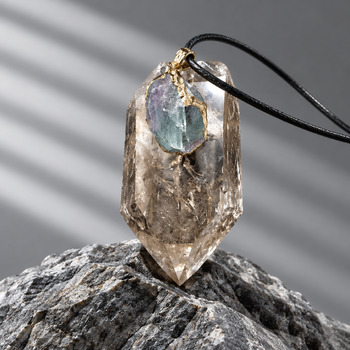 Pendants Necklaces: Raw Fluorite Gold Pendant