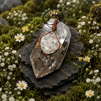 Crackled Quartz Copper Pendant
