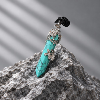Turquoise Howlite Silver Pendant Point