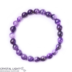8mm Round Bead Bracelets: Chevron Amethyst Bracelet 8mm