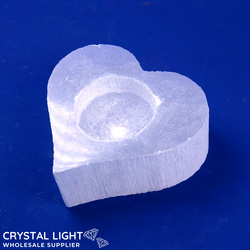 Candle Holders: Selenite Heart Candle Holder Small