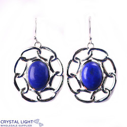 Lapis Lazuli Oval Chain Earrings
