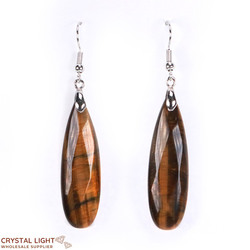 Non-Sterling Silver Earrings: Tiger's Eye Faceted Drop Earrings