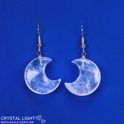Clear Quartz Moon Earrings