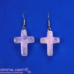 Rose Quartz Cross Earrings