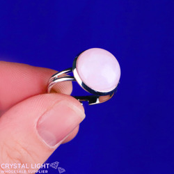 Non Sterling & Other Rings: Rose Quartz Adjustable Ring - Small