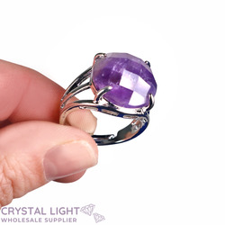 Non Sterling & Other Rings: Amethyst Faceted Round Ring