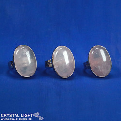 Non Sterling & Other Rings: Rose Quartz Adjustable Ring - Oval