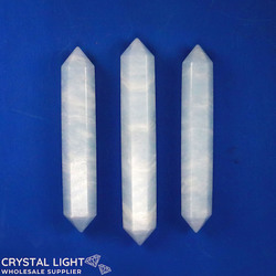Double Terminated Polished Points: Blue Calcite DT Wand