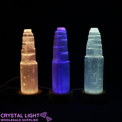 Selenite Tower with USB Stand - Medium