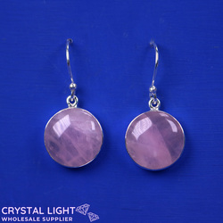 Rose Quartz Button Hook Earrings