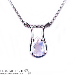Sterling Silver Necklaces: Moonstone Curve Necklace