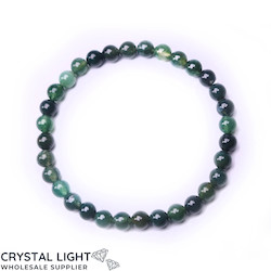 6mm Round Bead Bracelets: Moss Agate Bracelet 6mm