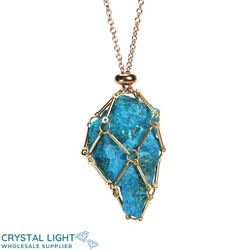Necklaces: Chrysocolla Basket Necklace - Gold