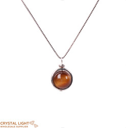 Sterling Silver Necklaces: Ball Necklace - Tiger's Eye