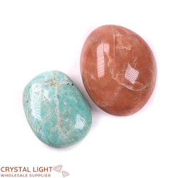 Soapstones & Palmstone Lots: Moonstone & Amazonite Palmstone Lot