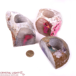 Mixed Agate Candle Holder Lot (Auction)