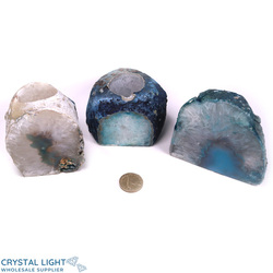 Teal Agate Candle Holder Set (Auction)